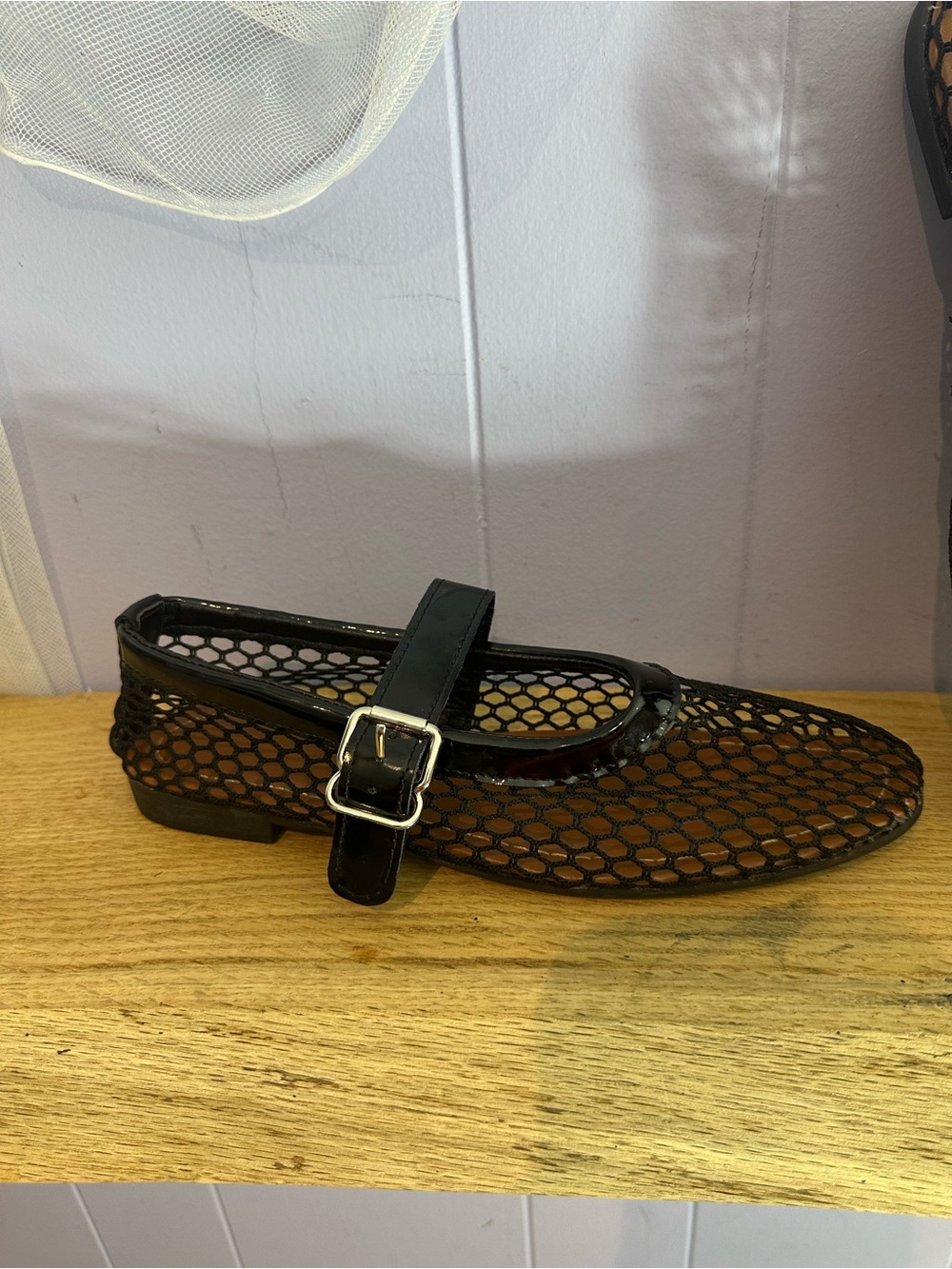 Black Mesh Mary Jane Flats - Picture 6 of 7